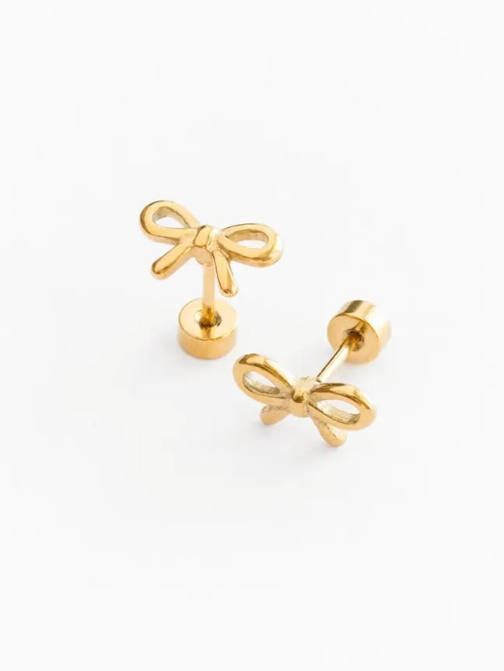 Gold Bow Stud Earrings